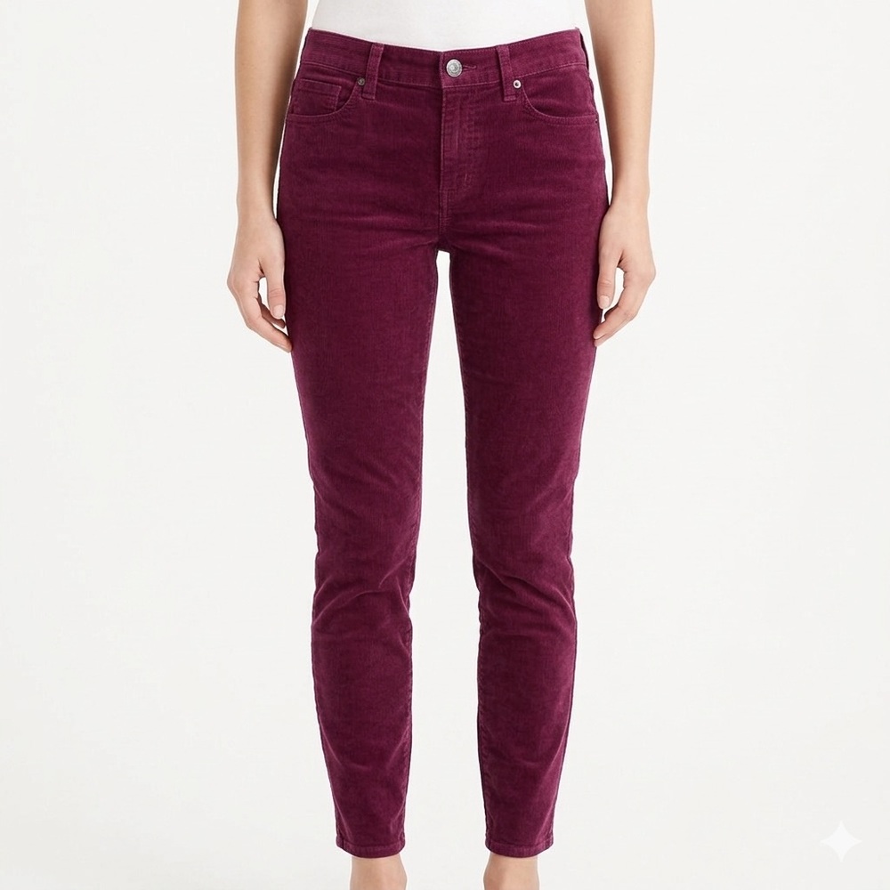 J. Crew Burgundy Skinny Stretch Corduroy Cropped Ankle Jeans 29